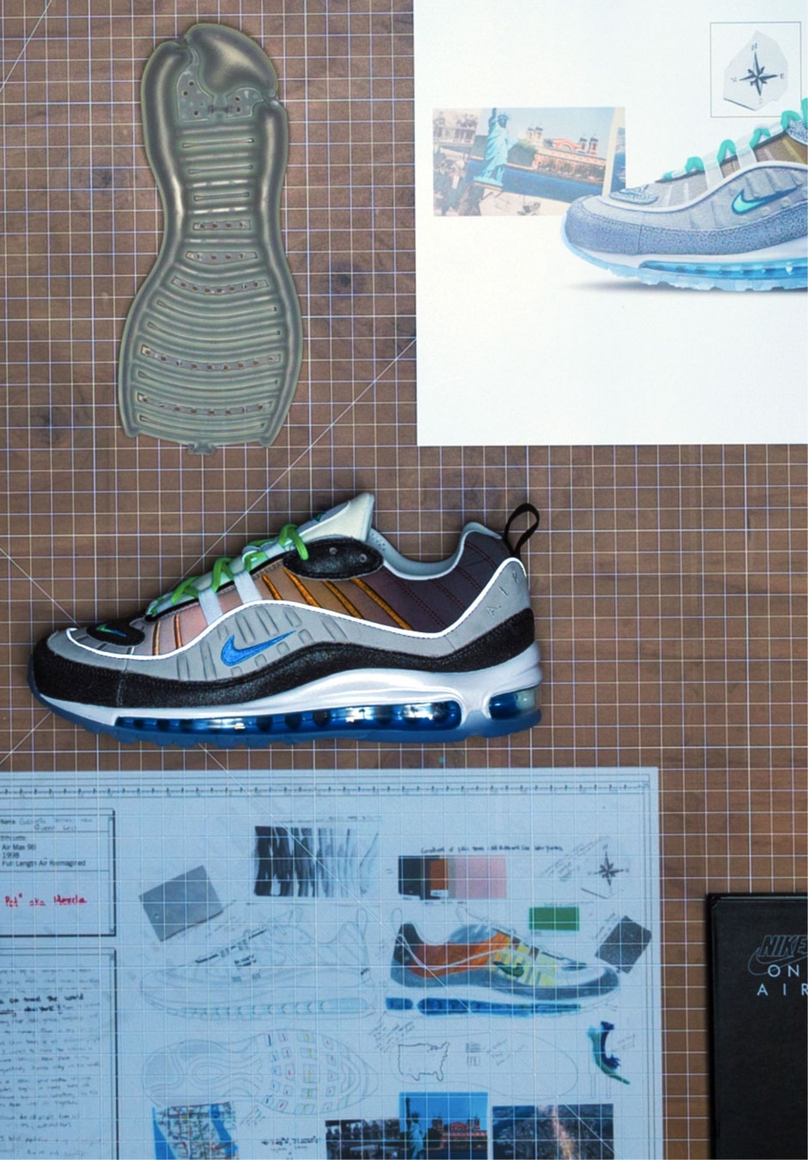 Air max 98 la mezcla design sketches and final shoe
