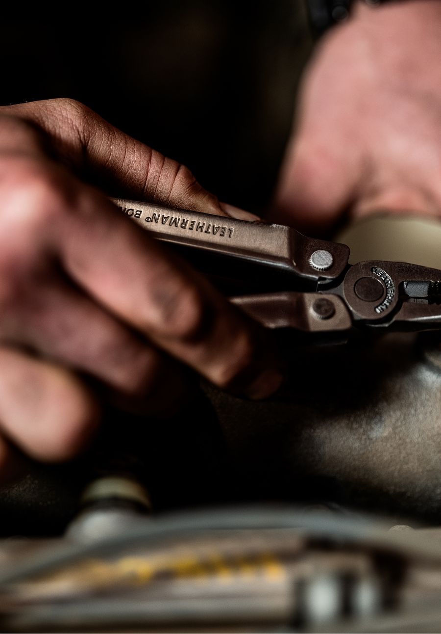 Leatherman tool pliers in use close up