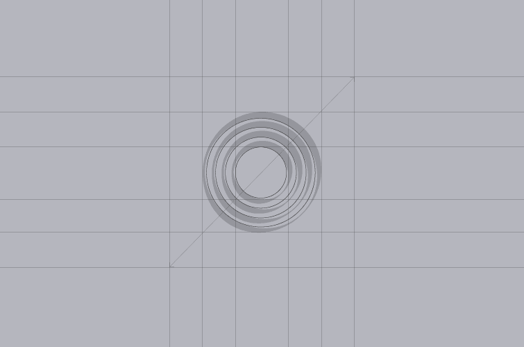 circle with 3 rings over gridded background