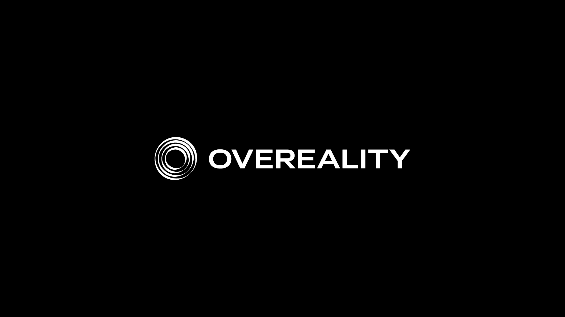 Overeality logo - 3 ringed circle with gradient next to word OVEREALITY