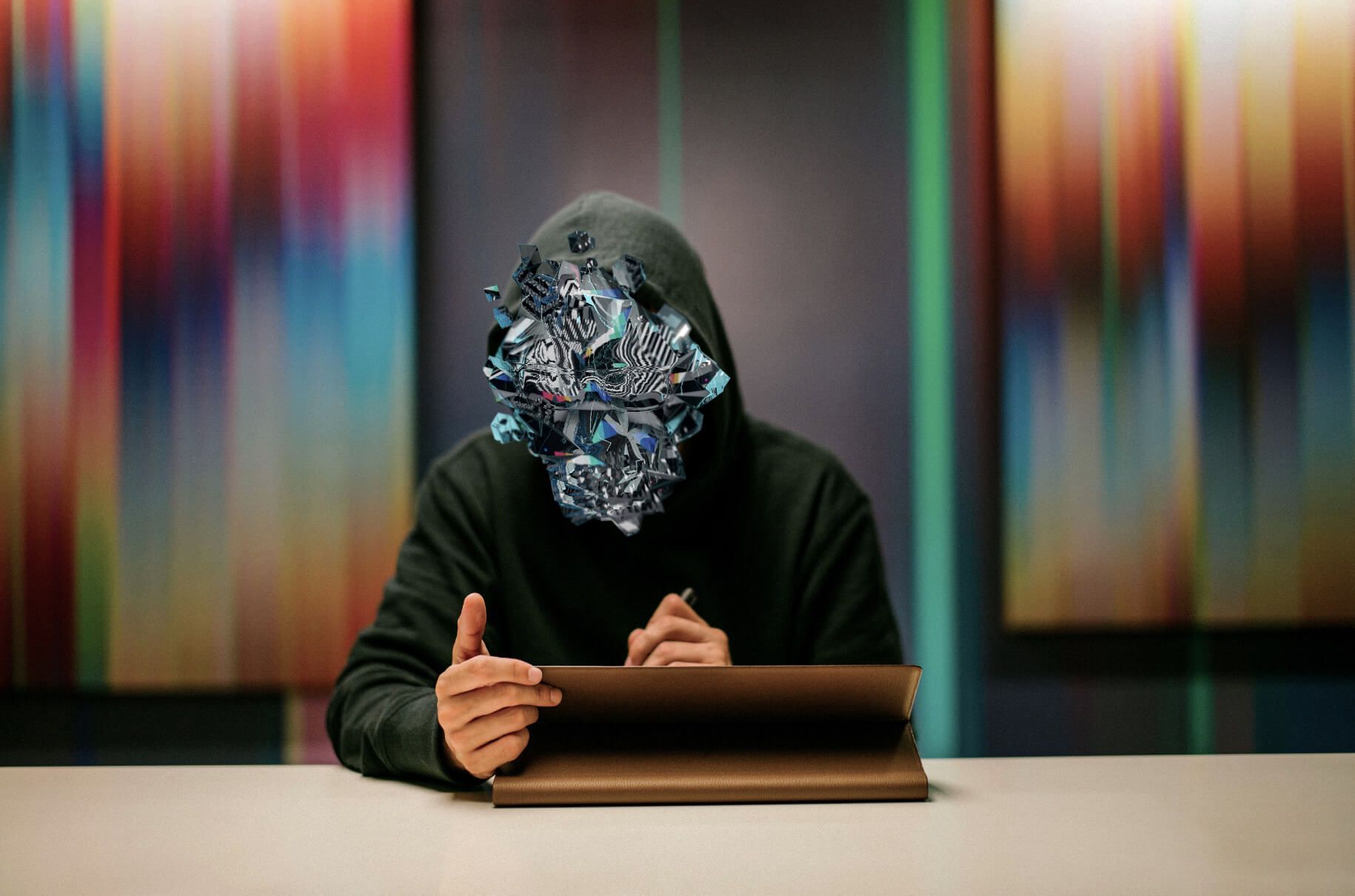 digital artist using HP tablet